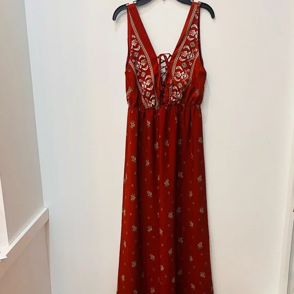 Boutique maxi dress floral size small rust - Picture 2 of 10
